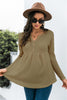 Button Front Waffle Knit Babydoll Top - BELLATRENDZ