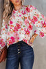 Floral Round Neck Balloon Sleeve Blouse