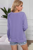 Round Neck Raglan Sleeve Exposed Seam Sweatshirt - BELLATRENDZ