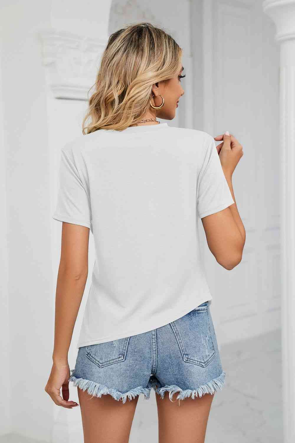 Ruched Hem Detail Crewneck T-Shirt