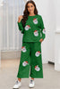 Santa Sequin Round Neck Top and Pants Set