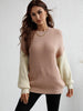 Two-Tone Rib-Knit Dropped Shoulder Sweater - BELLATRENDZ