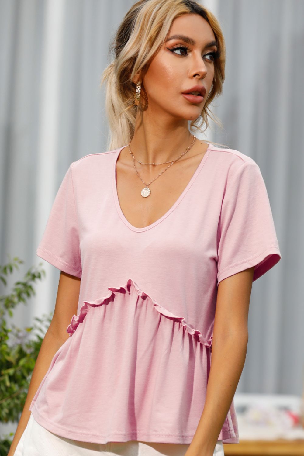 Frill Trim Short Sleeve Tee