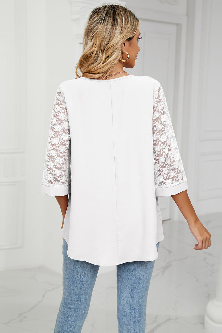 V-Neck Three-Quarter Sleeve Top