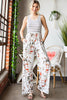 Striped Floral Sleeveless Wide Leg Jumpsuit with Pockets - BELLATRENDZ