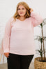 Plus Size Sheer Striped Sleeve V-Neck Top - BELLATRENDZ