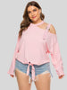 Plus Size Cold-Shoulder Tied Top - BELLATRENDZ