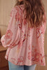 Floral Smocked Tassel Tie Balloon Sleeve Blouse