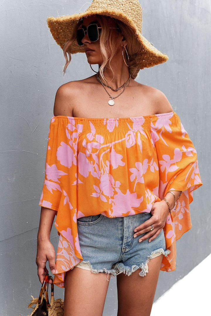 Floral Bell Sleeve Off-Shoulder Blouse - BELLATRENDZ