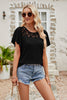 Spliced Lace Flutter Sleeve Top