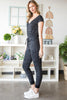 Heathered Drawstring Waist V-Neck Jumpsuit - BELLATRENDZ