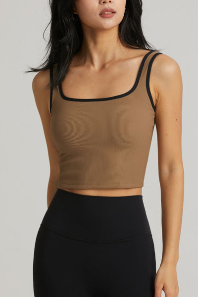Contrast Square Neck Cropped Sports Tank