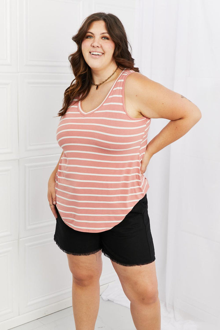 Zenana Find Your Path Full Size Sleeveless Striped Top - BELLATRENDZ