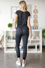 Heathered Drawstring Waist V-Neck Jumpsuit - BELLATRENDZ