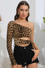 Leopard Cutout One-Shoulder Cropped Top - BELLATRENDZ