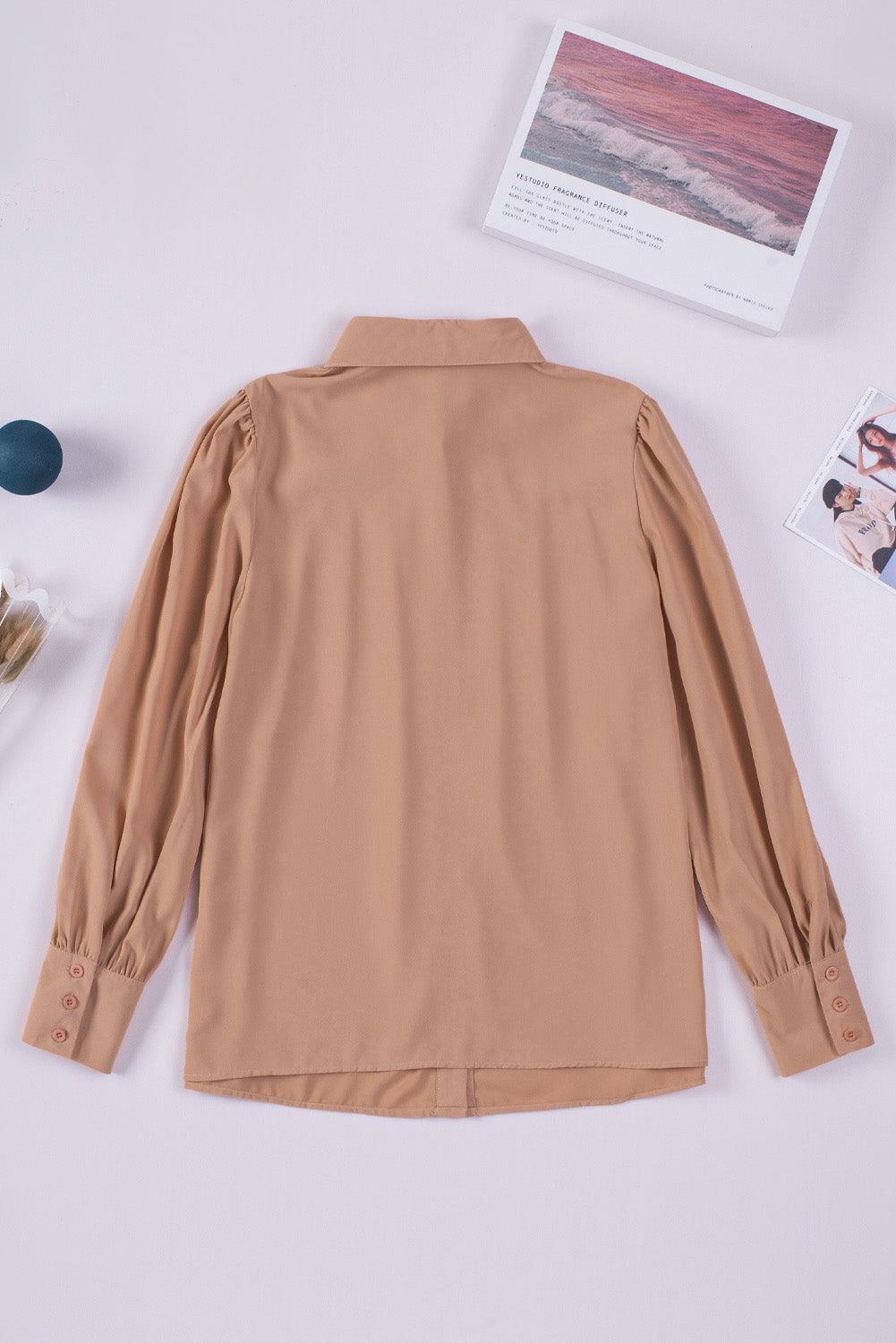 Gathered Detail Puff Sleeve Shirt - BELLATRENDZ