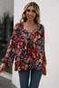 Floral Print Balloon Sleeve Ruched Blouse