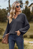 Notched Neck Raglan Sleeve Blouse