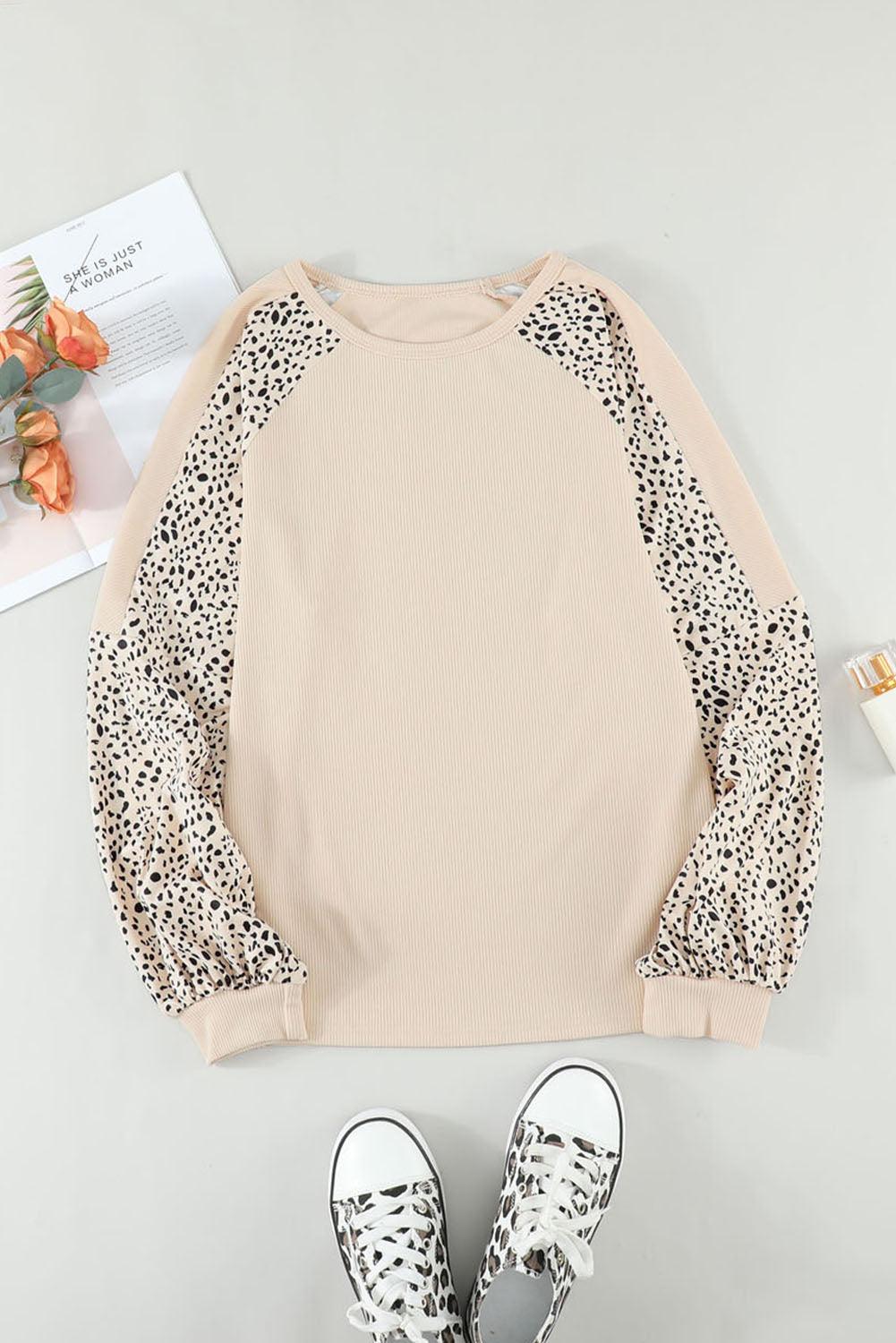 Leopard Raglan Sleeve Top - BELLATRENDZ