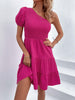 One-Shoulder Smocked Tiered Dress - BELLATRENDZ