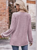 Long Flounce Sleeve Round Neck Blouse