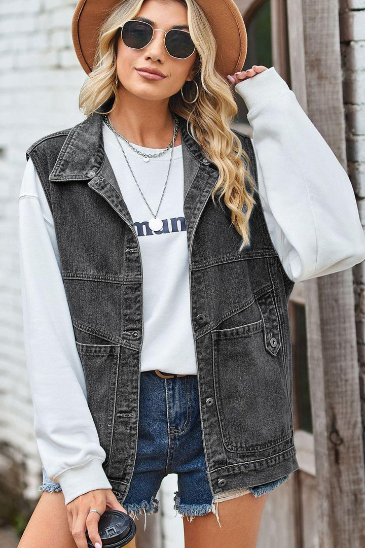 Sleeveless Denim Top with A Detachable Hood - BELLATRENDZ