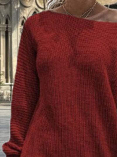 One Shoulder Lantern Sleeve Sweater Dress