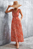 Printed V-Neck Tie Waist Maxi Dress - BELLATRENDZ