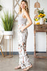 Striped Floral Sleeveless Wide Leg Jumpsuit with Pockets - BELLATRENDZ