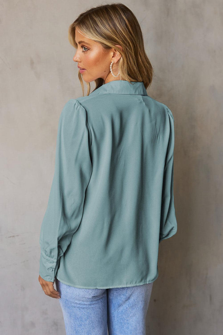 Gathered Detail Puff Sleeve Shirt - BELLATRENDZ