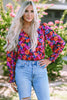 Flower Surplice Long Sleeve Top