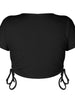 Round Neck Short Sleeve Drawstring Tee - BELLATRENDZ