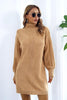 Openwork Turtleneck Long Sleeve Sweater Dress