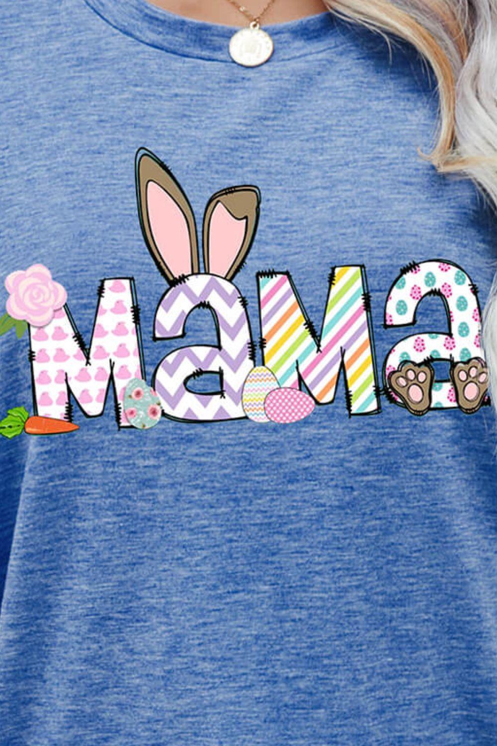 Easter MAMA Graphic Round Neck T-Shirt - BELLATRENDZ