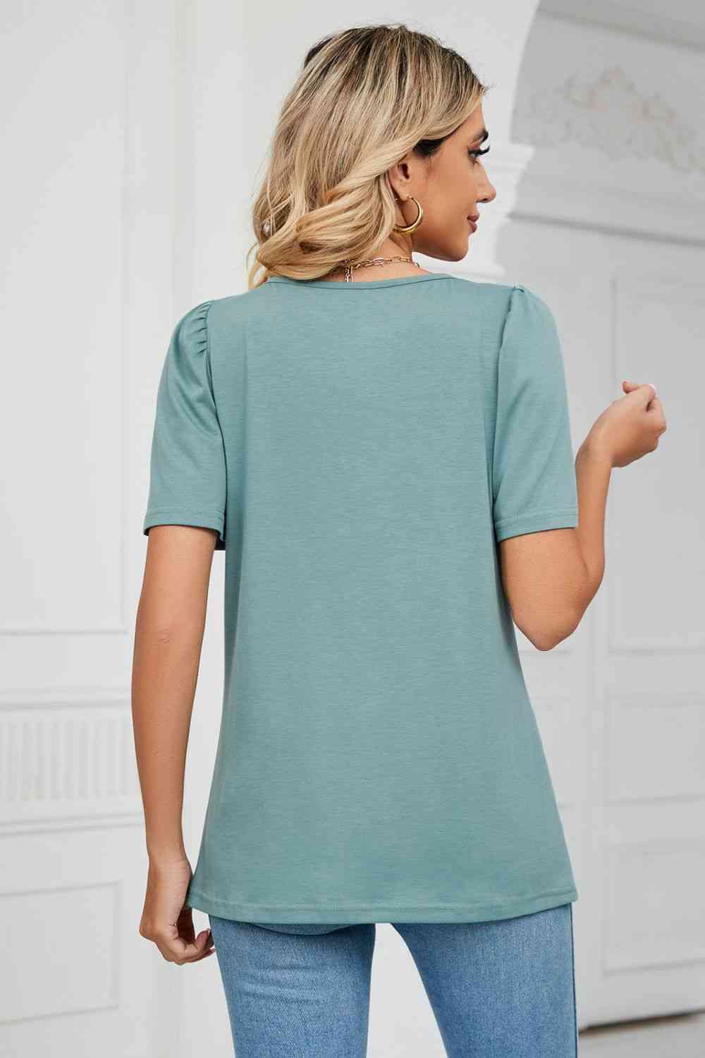 Square Neck Puff Sleeve T-Shirt