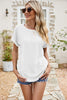 Full Size Round Neck Eyelet Short Sleeve Top