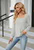 Ribbed Square Neck Long Sleeve T-Shirt