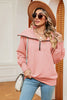 Half Zip Lantern Sleeve Sweatshirt