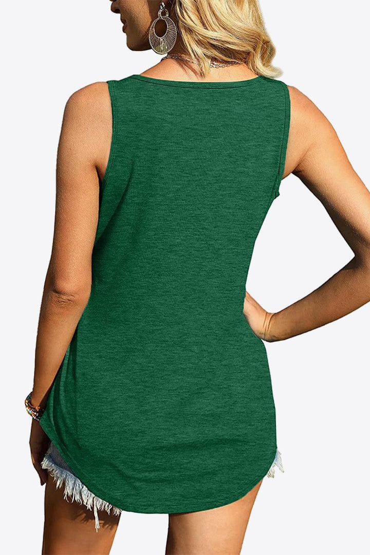 Curved Hem Square Neck Tank - BELLATRENDZ