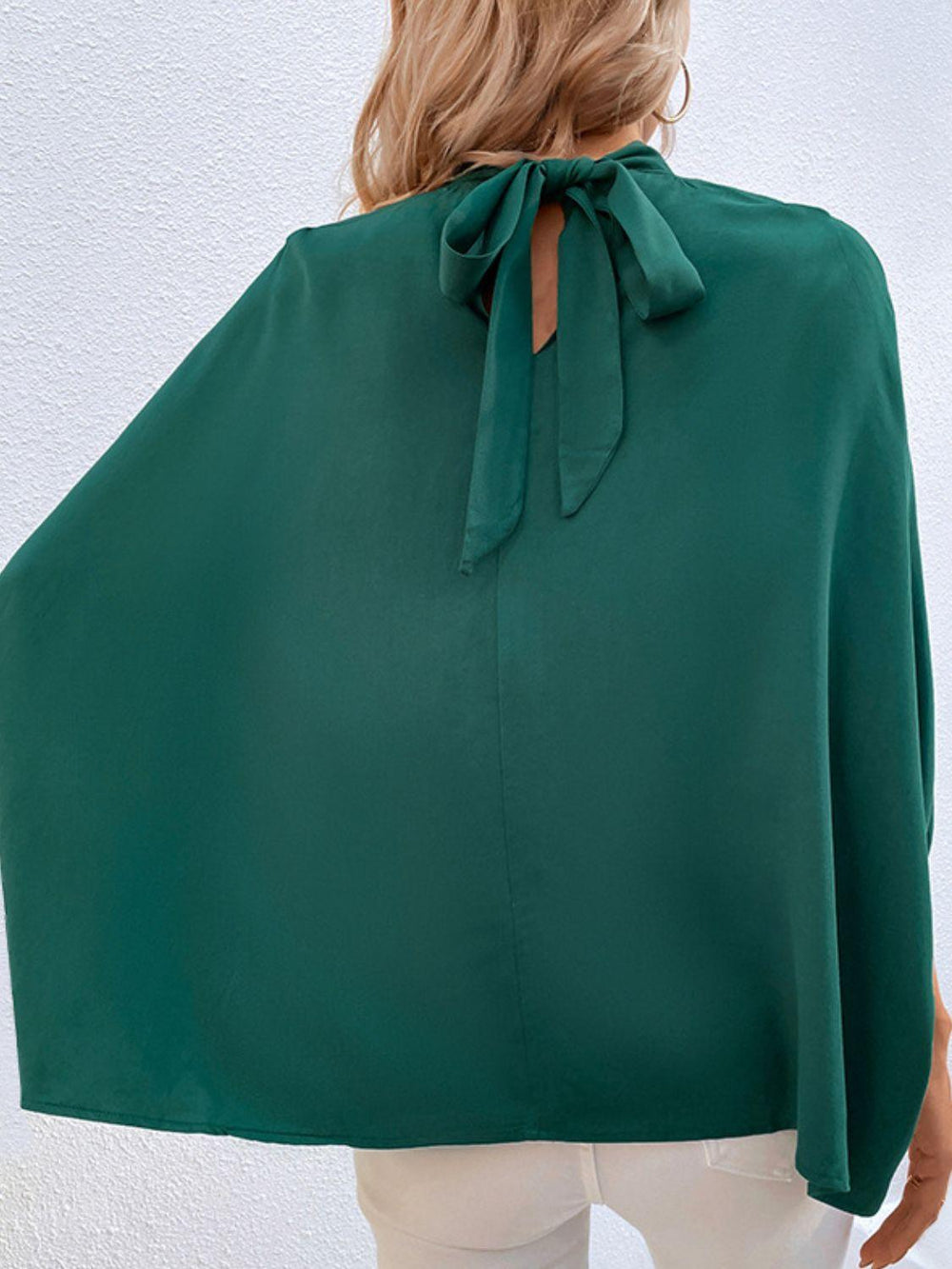 Tie Back Mock Neck Blouse - BELLATRENDZ