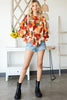 Printed Flounce Sleeve Buttoned Blouse - BELLATRENDZ