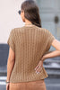 Cable-Knit Round Neck Cap Sleeve Sweater