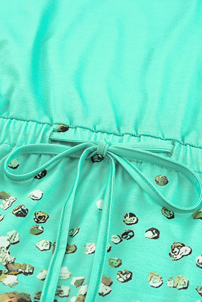 Leopard Tie-Shoulder Drawstring Waist Dress