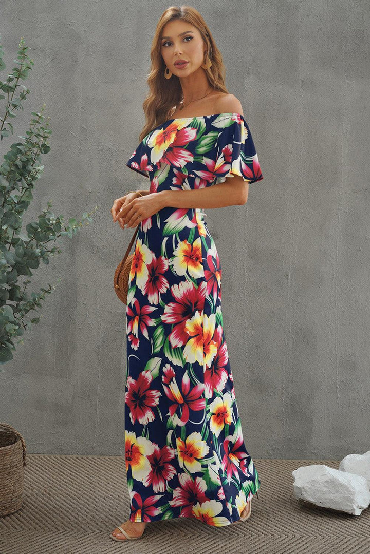 Floral Layered Off-Shoulder Maxi Dress - BELLATRENDZ