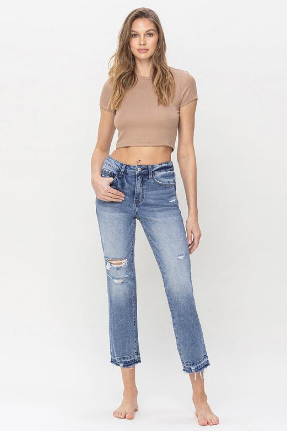 Lovervet Full Size Lena High Rise Crop Straight Jeans - BELLATRENDZ