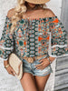 Printed Frill Trim Off-Shoulder Blouse - BELLATRENDZ