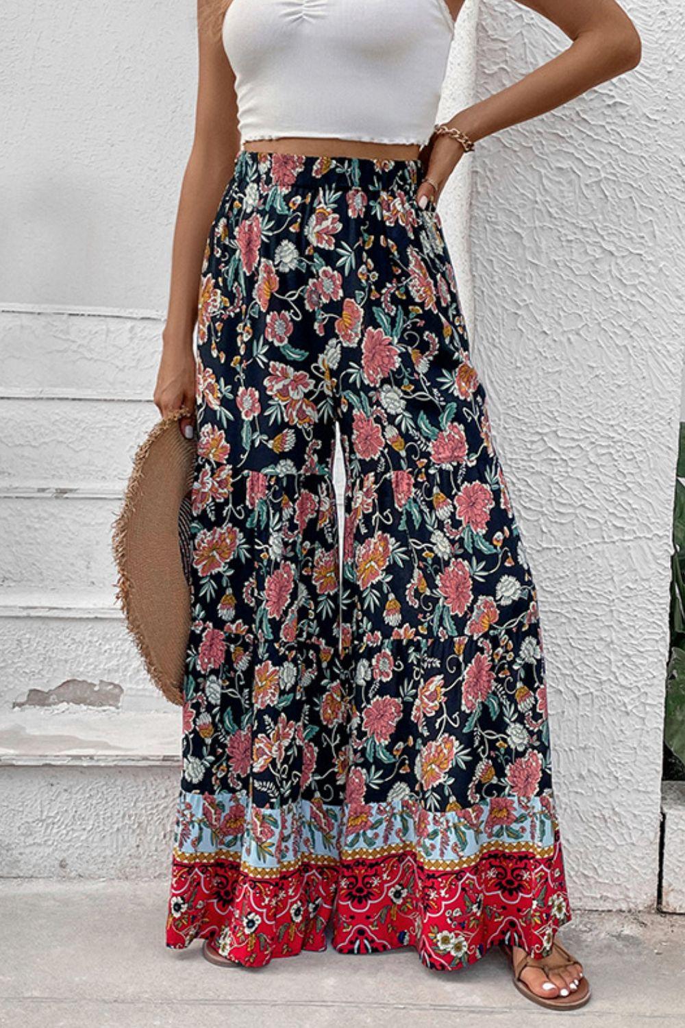 Floral High Waist Palazzo Pants - BELLATRENDZ