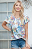 Floral Round Neck Flutter Sleeve Blouse - BELLATRENDZ