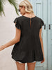 Round Neck Flutter Sleeve Tiered Blouse - BELLATRENDZ