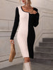 Contrast Slit Sweater Dress